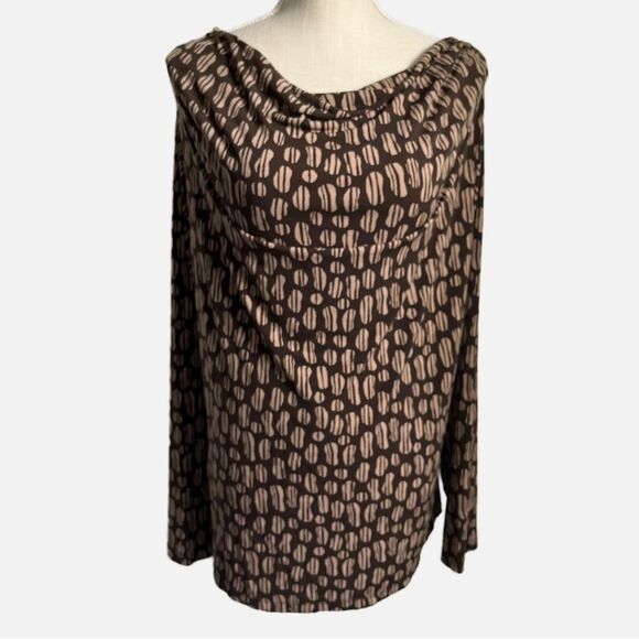 Croft & Barrow Brown and Tan Print Silky Blouse Women’s Plus Size 1X - Picture 1 of 10